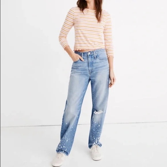 Madewell 23x26 The Dadjean Bleached Edition dad jean bleach splatter 0303 - Picture 1 of 14